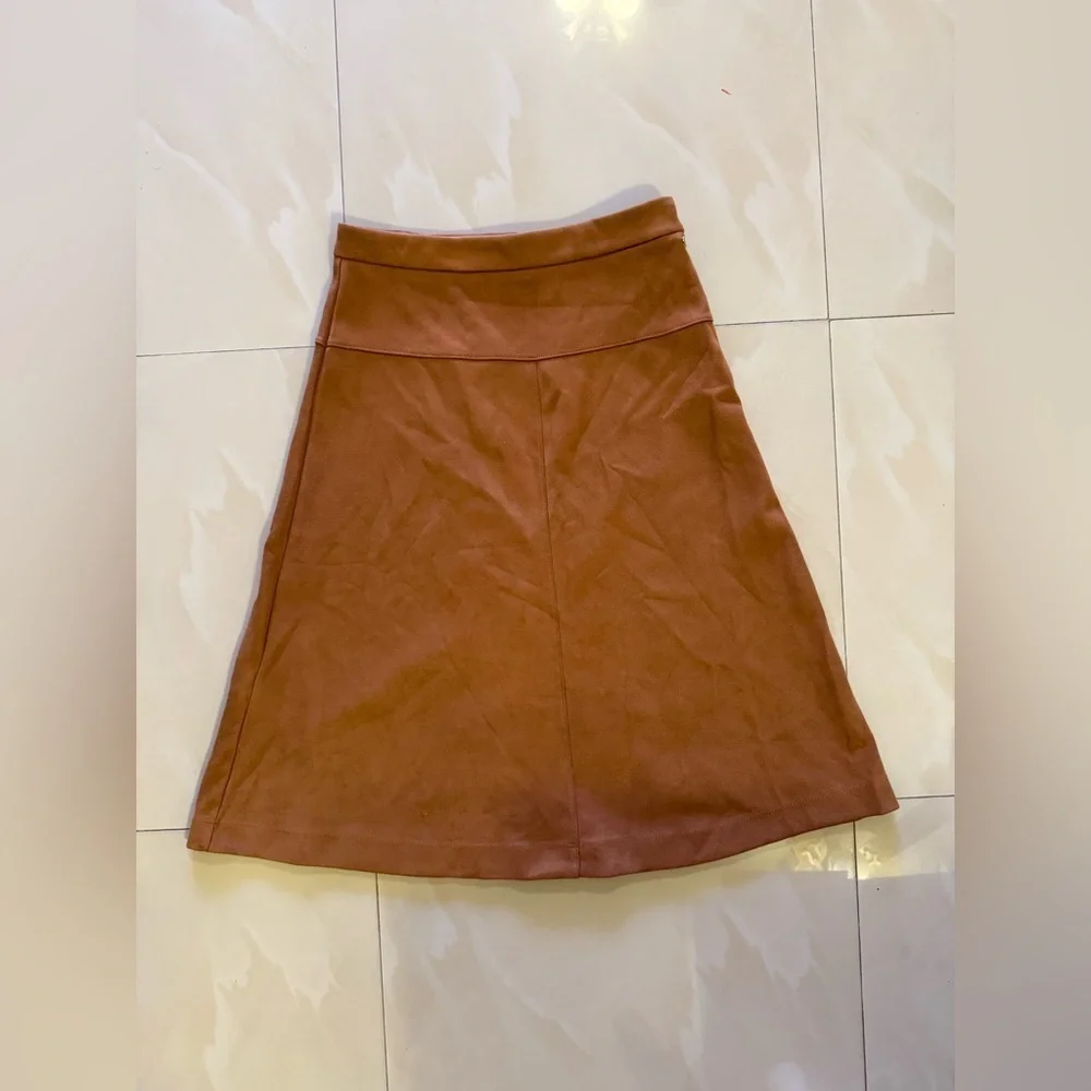 Girls Faux Suede kid chick Skirt brown zipper winter zipper 18 Y winter